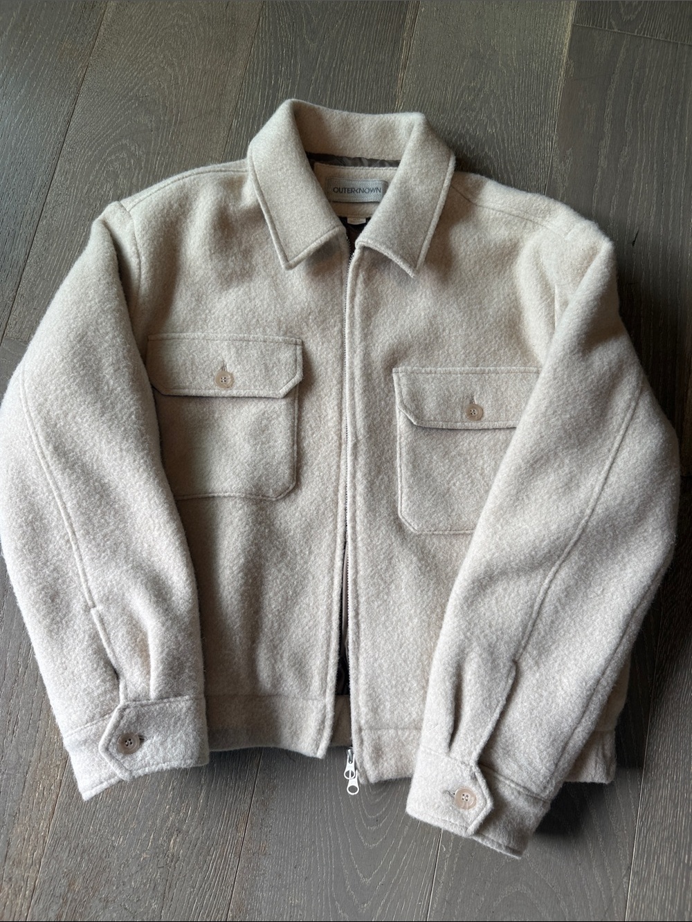 Outerknown Women’s Cream Wool Zip-Front Jacket